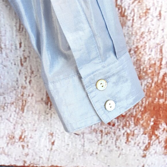 Women's Ruby Rd. Shirt Long Sleeve Top Button Up SIZE 14 Silver White Metallic - Picture 9 of 11